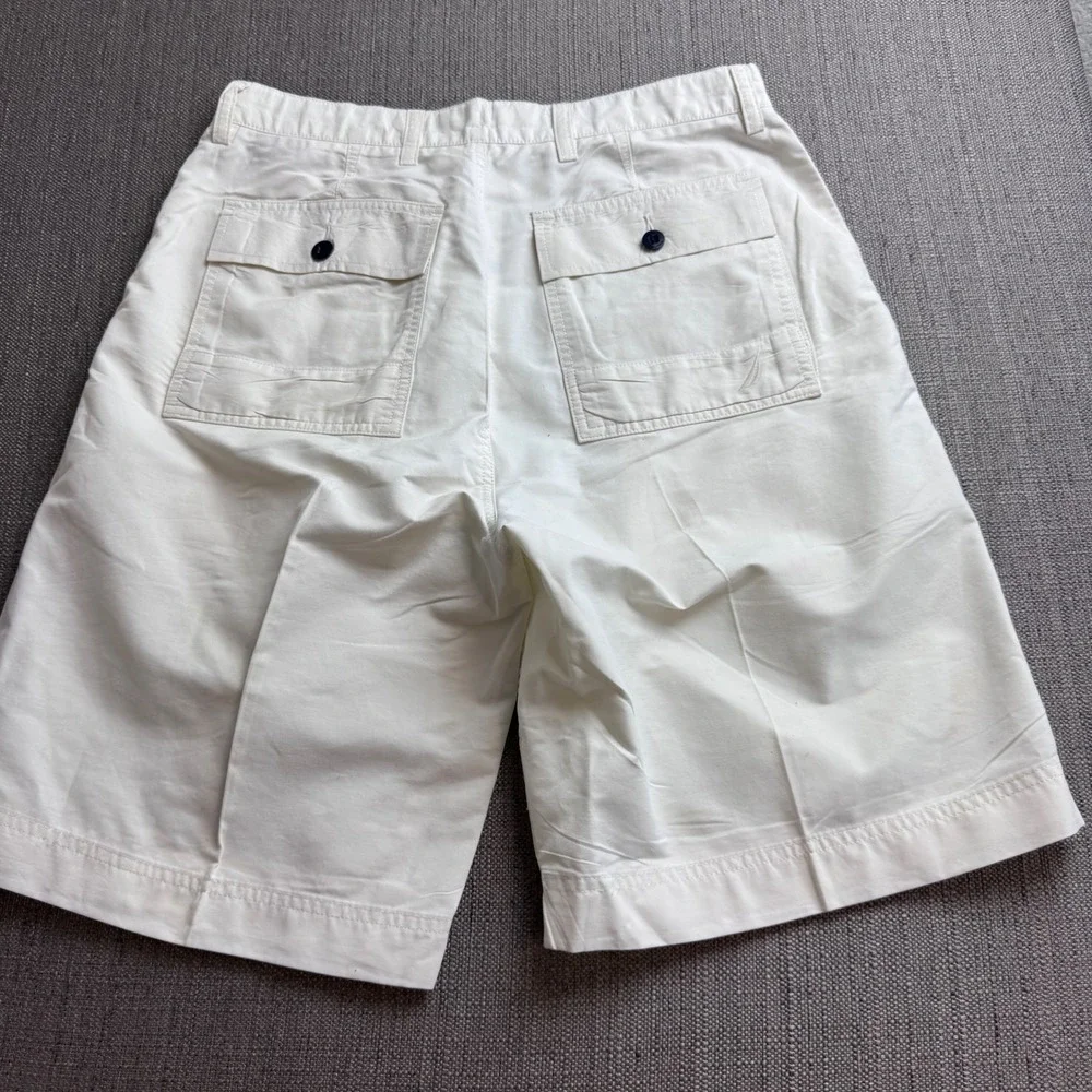 Nautica Clipper Relax Fit Shorts Mens 32W Off White Cotton Nylon Blend Cream